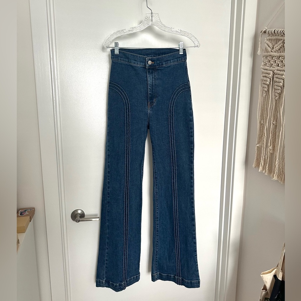 NWOT REVICE Denim Dark Wash Flare Jeans